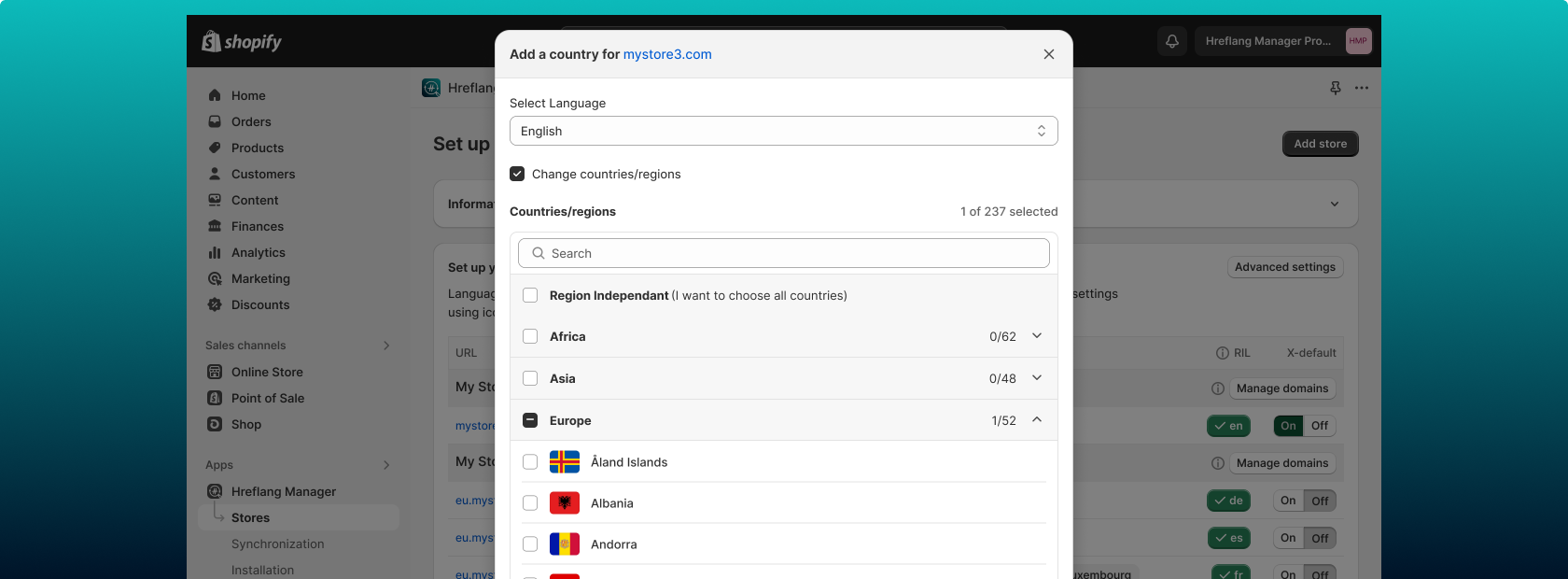 Shopify Hreflang Manager App screenshot of Integration with Weglot and other Shopify translation apps
