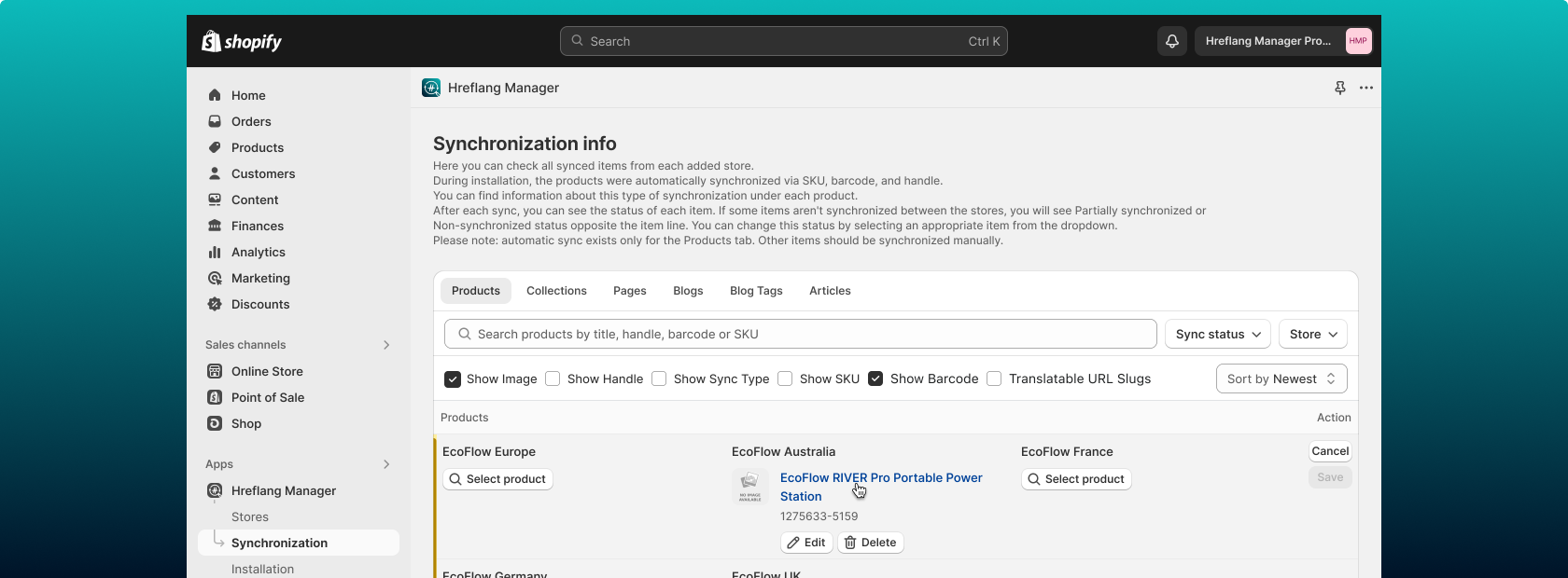 Top Shopify app for international stores synchronization