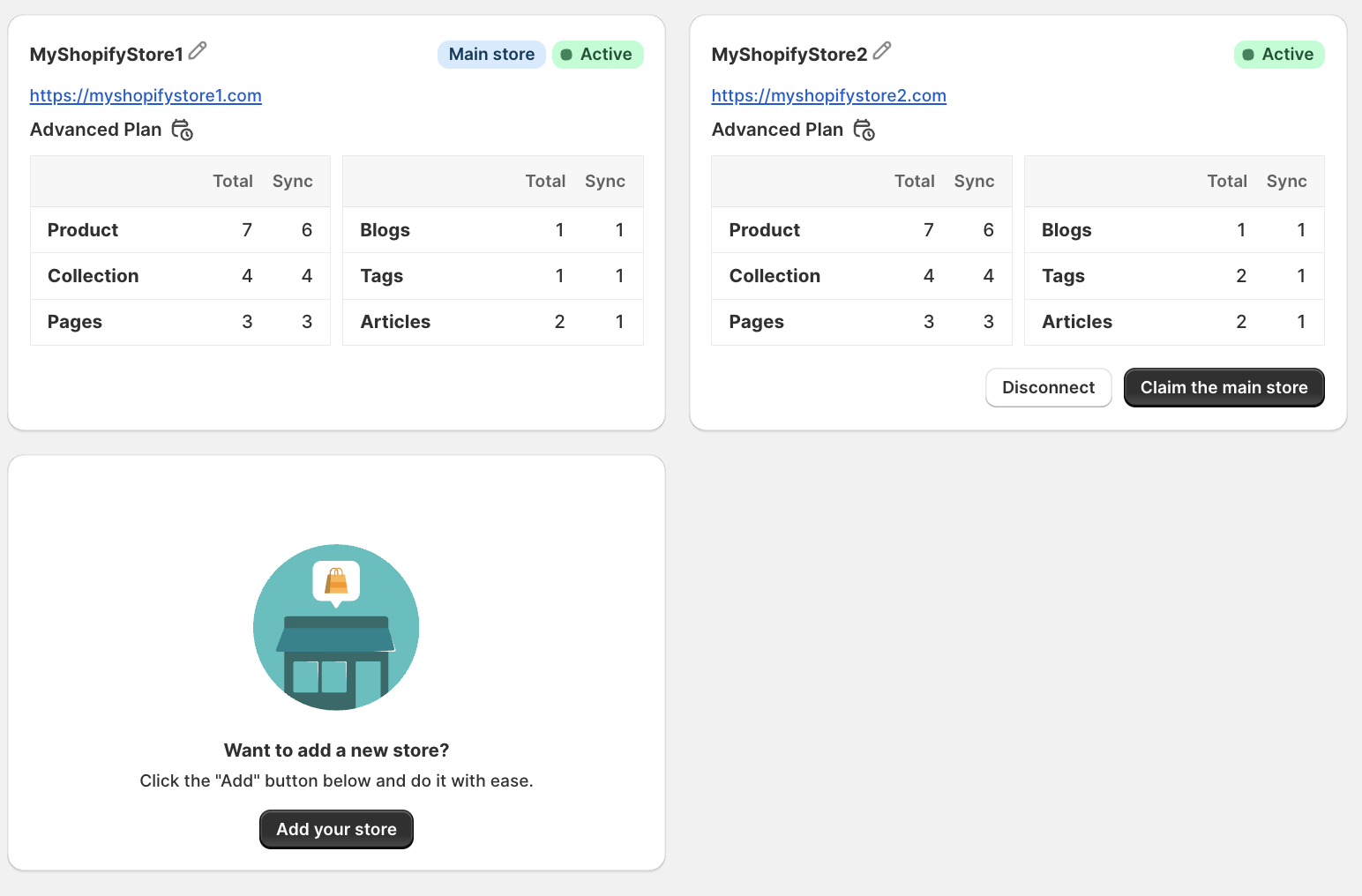 Hreflang Manager App from Shopify App Store for multiple shopify stores Dashboard Status Stores