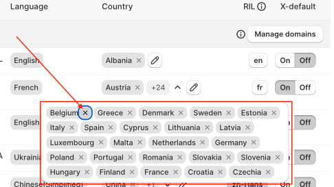 Hreflang Manager App user-manual delete unnecessary country