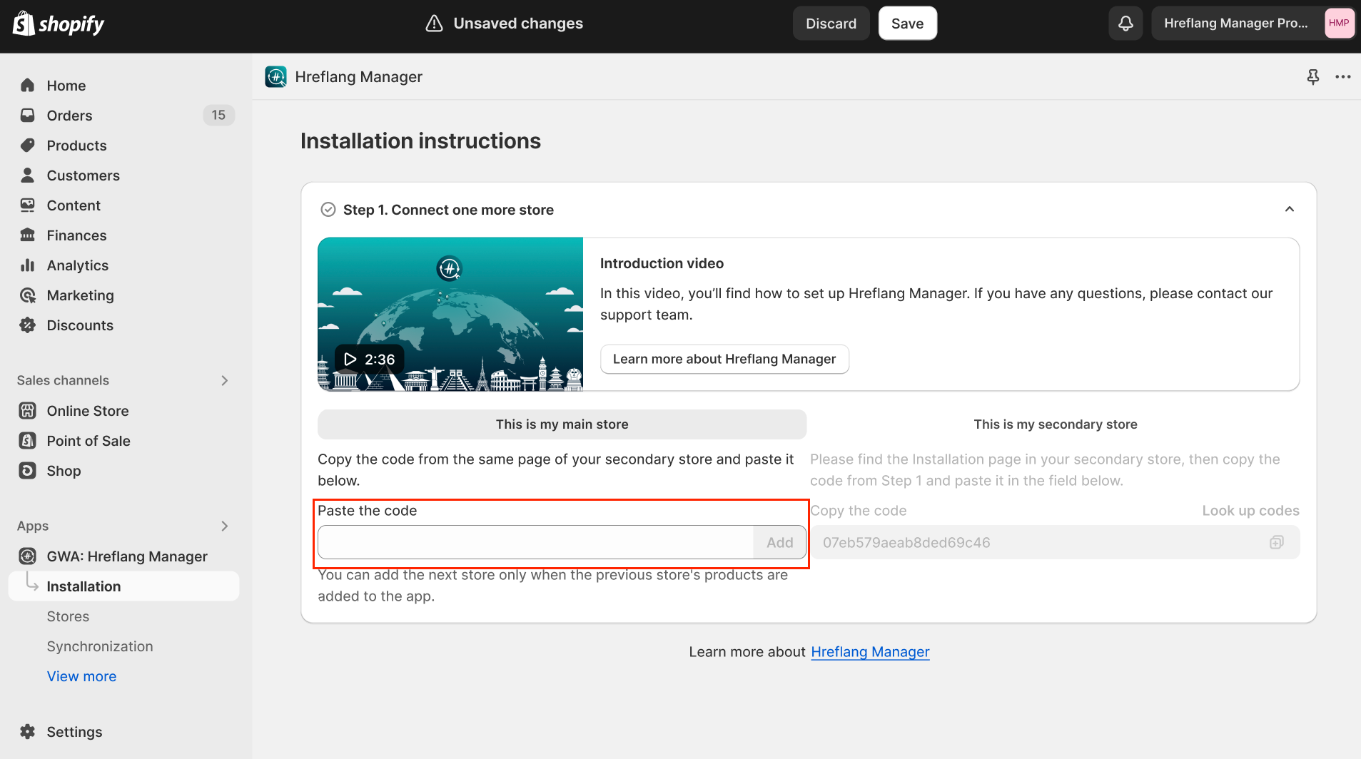 Hreflang Manager App for Shopify Enter the copied code into the respective field