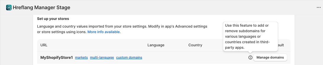 Hreflang Manager App Manage domains Information