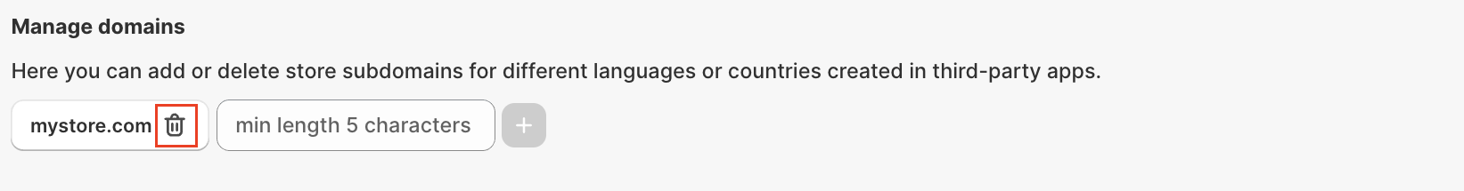 Hreflang Manager App Manage domains subdomains Delete