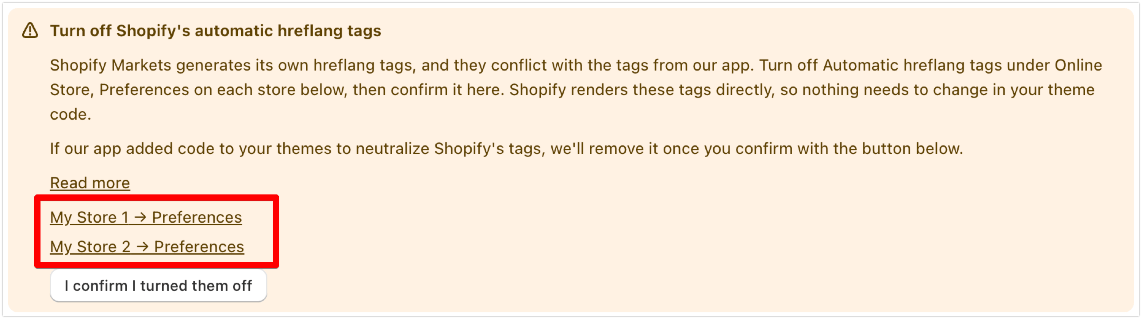 Hreflang Manager App Turn off Shopify's automatic hreflang tags